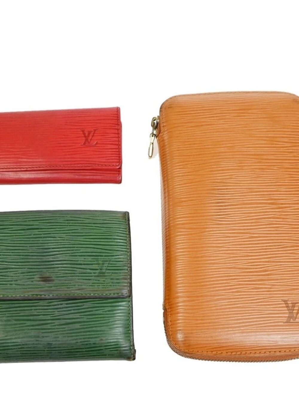 LOUIS VUITTON 3 Set Wallet Key Case Epi Leather Brown Red Green 01KD735